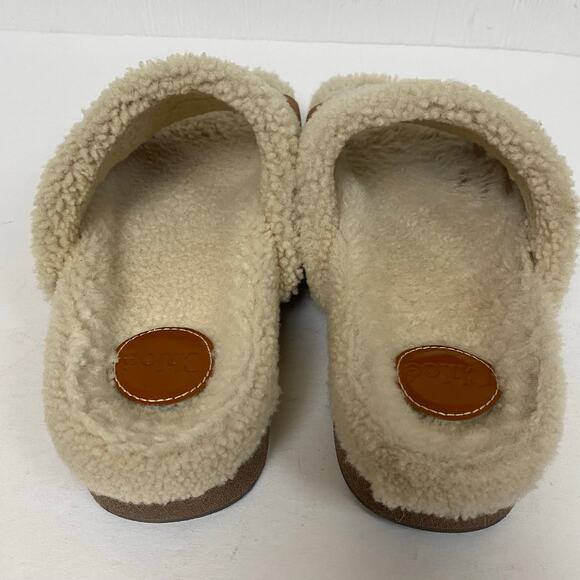 Chloe Luminous Ochre Wavy Shearling Slides Size 39 - Picture 7 of 11